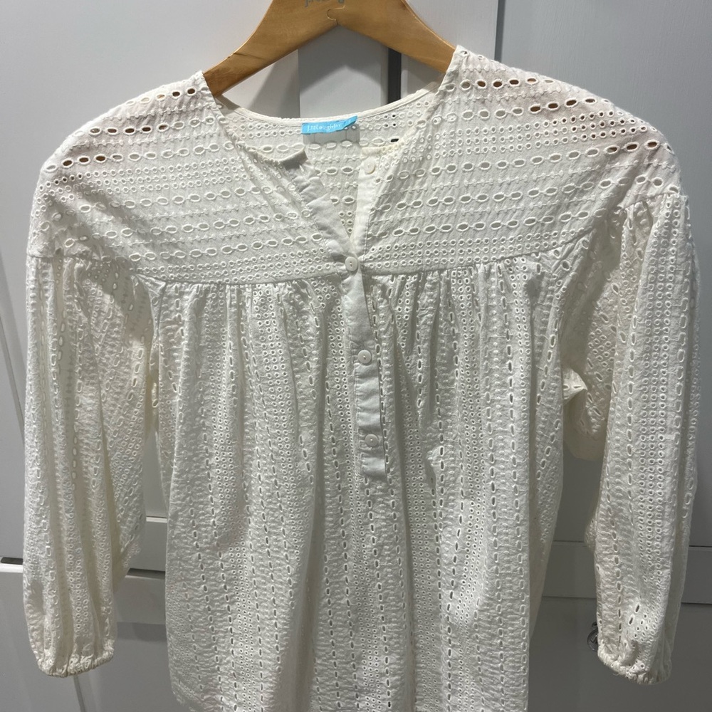 J. McLaughlin Cream Eyelet Blouse